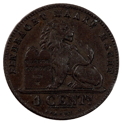 Belgium 1887 Centime Almost Uncirculated (AU-50)