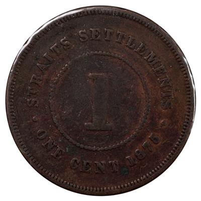 Straits Settlements 1876 Cent Fine (F-12)