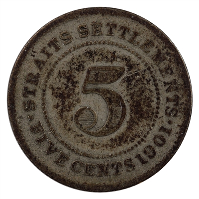 Straits Settlements 1901 5 Cents Fine (F-12)