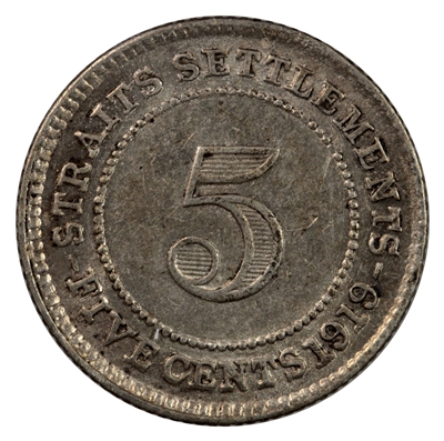Straits Settlements 1919 5 Cents VF-EF (VF-30)