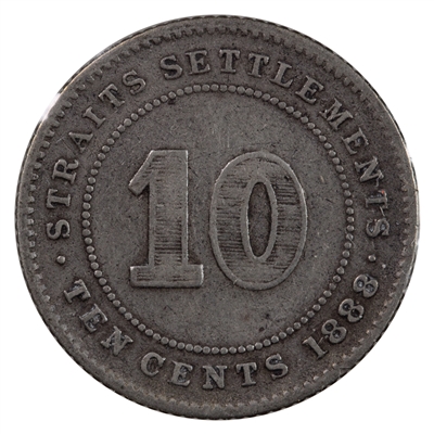 Straits Settlements 1888 10 Cents Very Fine (VF-20)