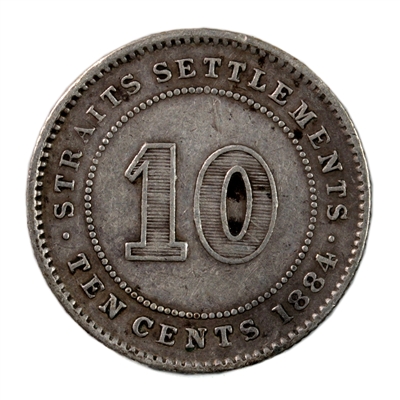 Straits Settlements 1884 10 Cents VF-EF (VF-30)