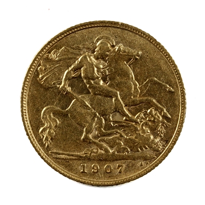 Great Britain 1907 Gold 1/2 Sovereign EF-AU (EF-45)