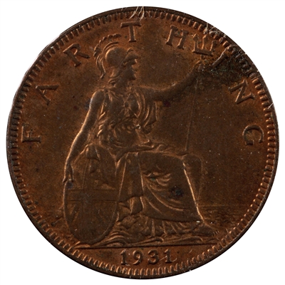 Great Britain 1931 Farthing Almost Uncirculated (AU-50)