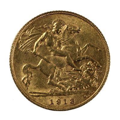 Great Britain 1913 Gold 1/2 Sovereign AU-UNC (AU-55)