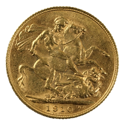 Great Britain 1910 Gold Sovereign EF-AU (EF-45)