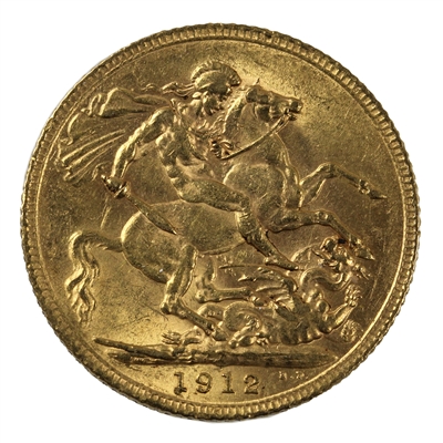 Great Britain 1912 Gold Sovereign AU-UNC (AU-55)