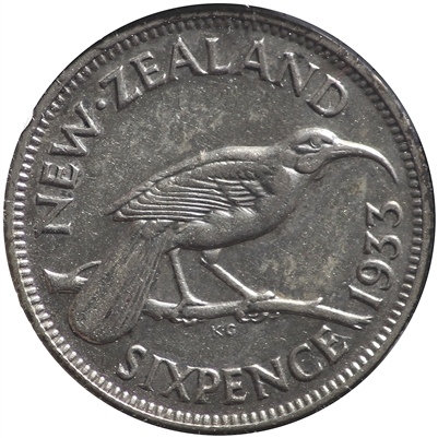 New Zealand 1933 6 Pence VF-EF (VF-30)