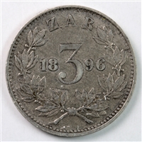 South Africa 1896 3 Pence Extra Fine (EF-40) $