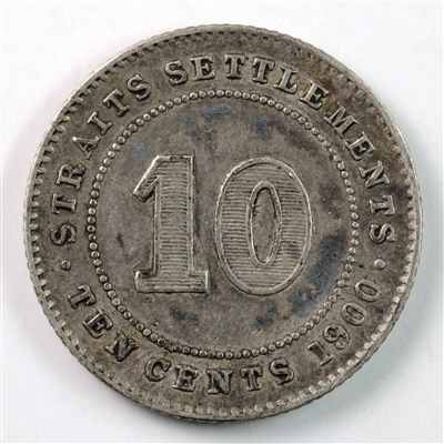 Straits Settlements 1900 10 Cents VF-EF (VF-30) $