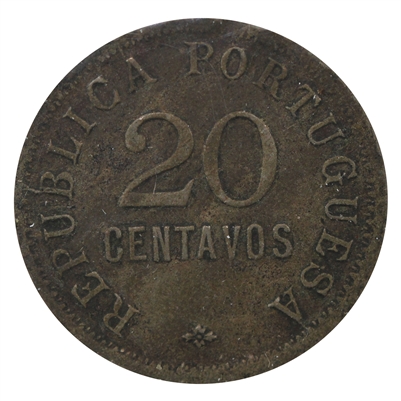 Angola 1921 20 Centavos Almost Uncirculated (AU-50)