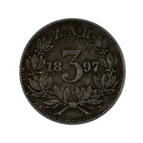 South Africa 1897 3 Pence Extra Fine (EF-40)