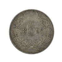 South Africa 1897 6 Pence Extra Fine (EF-40)