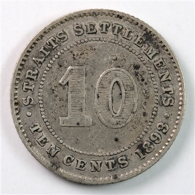 Straits Settlements 1893 10 Cents VF-EF (VF-30) $