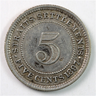 Straits Settlements 1897H 5 Cents Extra Fine (EF-40) $