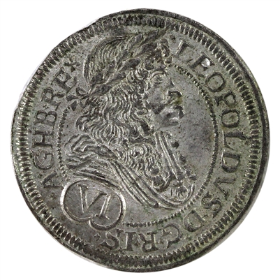 Austrian Empire 1686 Leopold I 6 Kreuzer Brilliant Uncirculated (MS-63) $