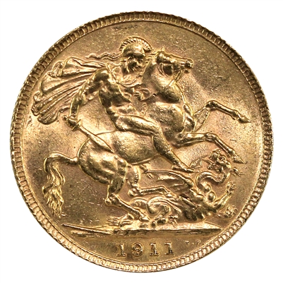 Great Britain 1911 Gold Sovereign UNC+ (MS-62) $