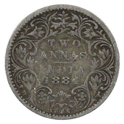 India 1884 2 Annas Fine (F-12)