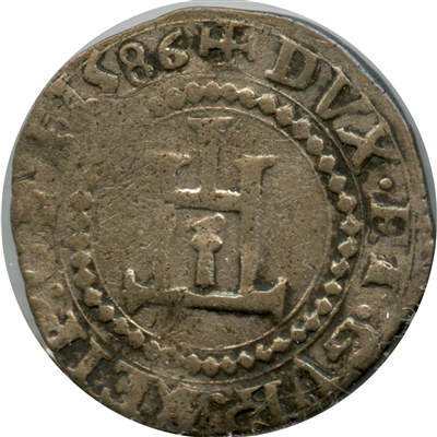 Italy 1586 Genoa 3.1 Gram Billon VF-EF (VF-30) $