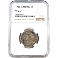 Great Britain 1709 1 Shilling NGC Certified VF 25
