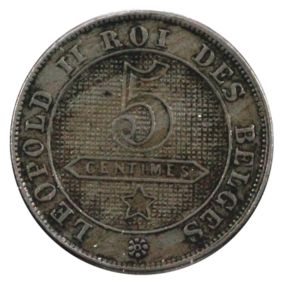 Belgium 1895 5 Centimes Extra Fine (EF-40)