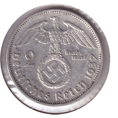 German Third Reich 1937F 2 Marks EF-AU (EF-45)