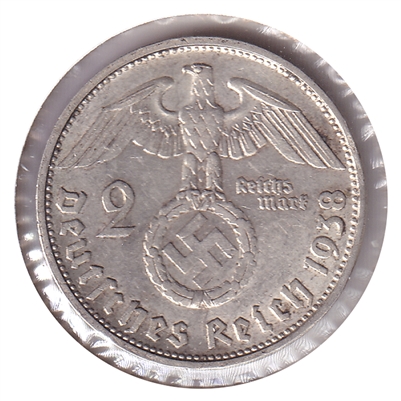 German Third Reich 1938B 2 Marks EF-AU (EF-45)