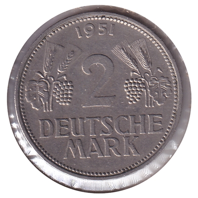 Germany 1951D 2 Marks Extra Fine (EF-40)