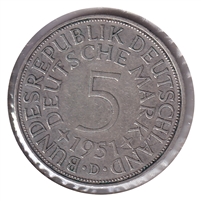 German Federal Republic 1951D 5 Marks Extra Fine (EF-40)