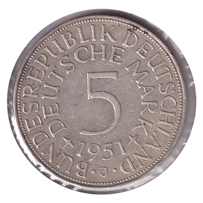 Germany 1951J 5 Marks Extra Fine (EF-40)