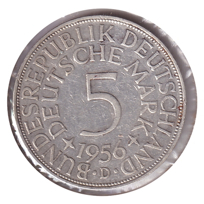 Germany 1956D 5 Marks Extra Fine (EF-40) $