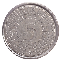 German Federal Republic 1956J 5 Marks Almost Uncirculated (AU-50) $
