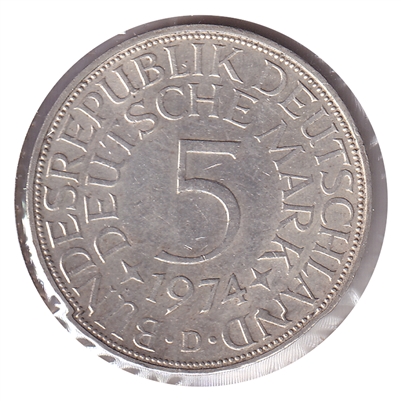 Germany 1974D 5 Marks Uncirculated (MS-60)