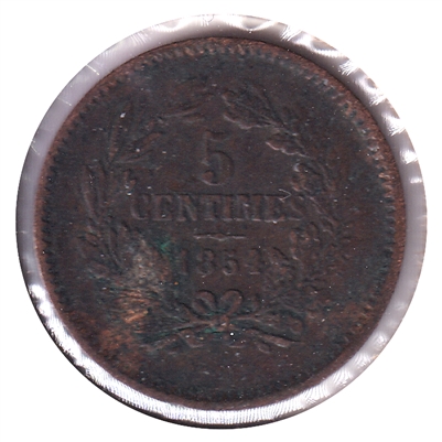 Luxemburg 1854 5 Centimes VF-EF (VF-30)
