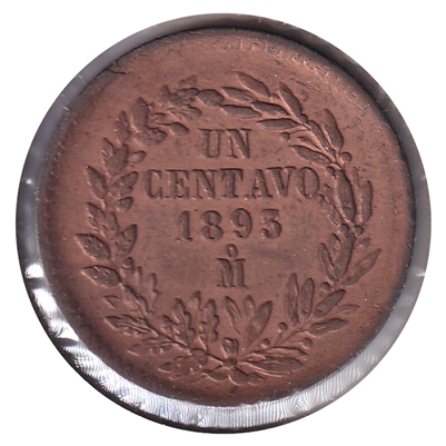 Mexico 1893Mo Centavo Almost Uncirculated (AU-50)