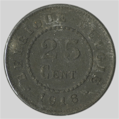 Belgium 1918 25 Centimes Extra Fine (EF-40)