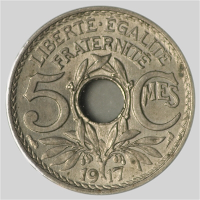 France 1917 5 Centimes Almost Uncirculated (AU-50)