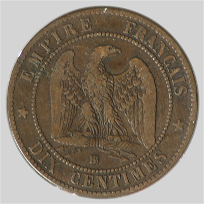 France 1861BB 10 Centimes Very Fine (VF-20)