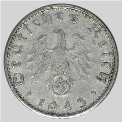 German Third Reich 1943G 50 Pfennig VF-EF (VF-30)