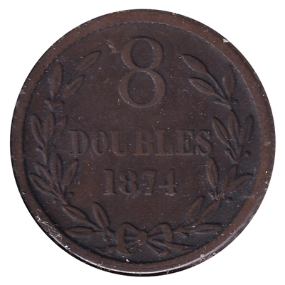 Guernsey 1874 8 Doubles F-VF (F-15)
