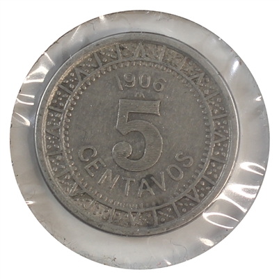 Mexico 1906 5 Centavos Almost Uncirculated (AU-50)