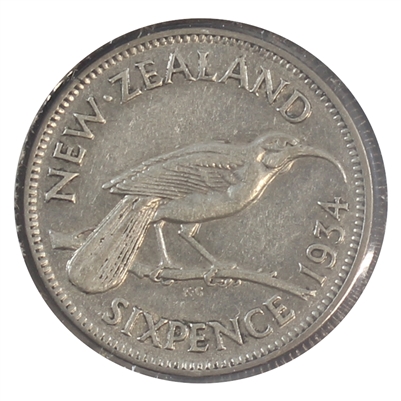 New Zealand 1934 6 Pence VF-EF (VF-30)