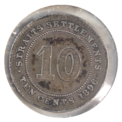 Straits Settlements 1896 10-cents Very Fine (VF-20)