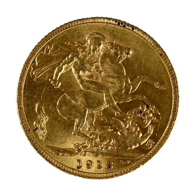 Great Britain 1913 Gold Sovereign AU-UNC (AU-55)