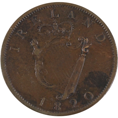 Ireland 1820 George III One Penny Token EF-AU (EF-45) $