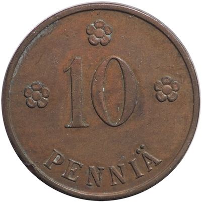 Finland 1927 10 Pennia Almost Uncirculated (AU-50)