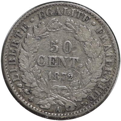 France 1872A 50 Centimes Very Fine (VF-20)