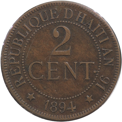 Haiti 1894 2 Centimes EF-AU (EF-45)