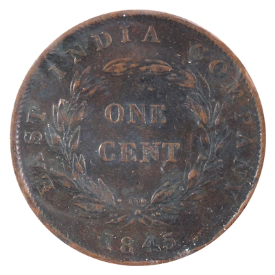 East India Company 1845 Cent Very Fine (VF-20)