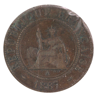 French Indo-China 1887A Cent Extra Fine (EF-40)